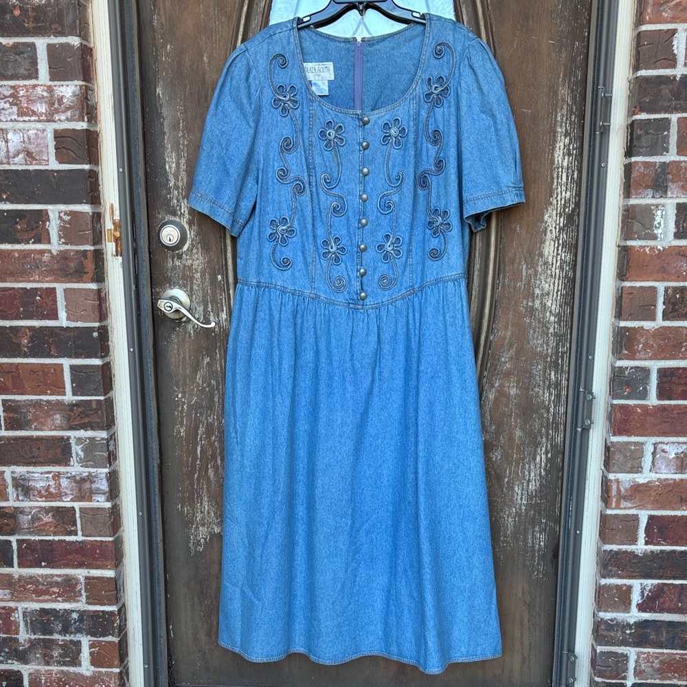Vintage Plaza South Denim Maxi  Dress! 24W
